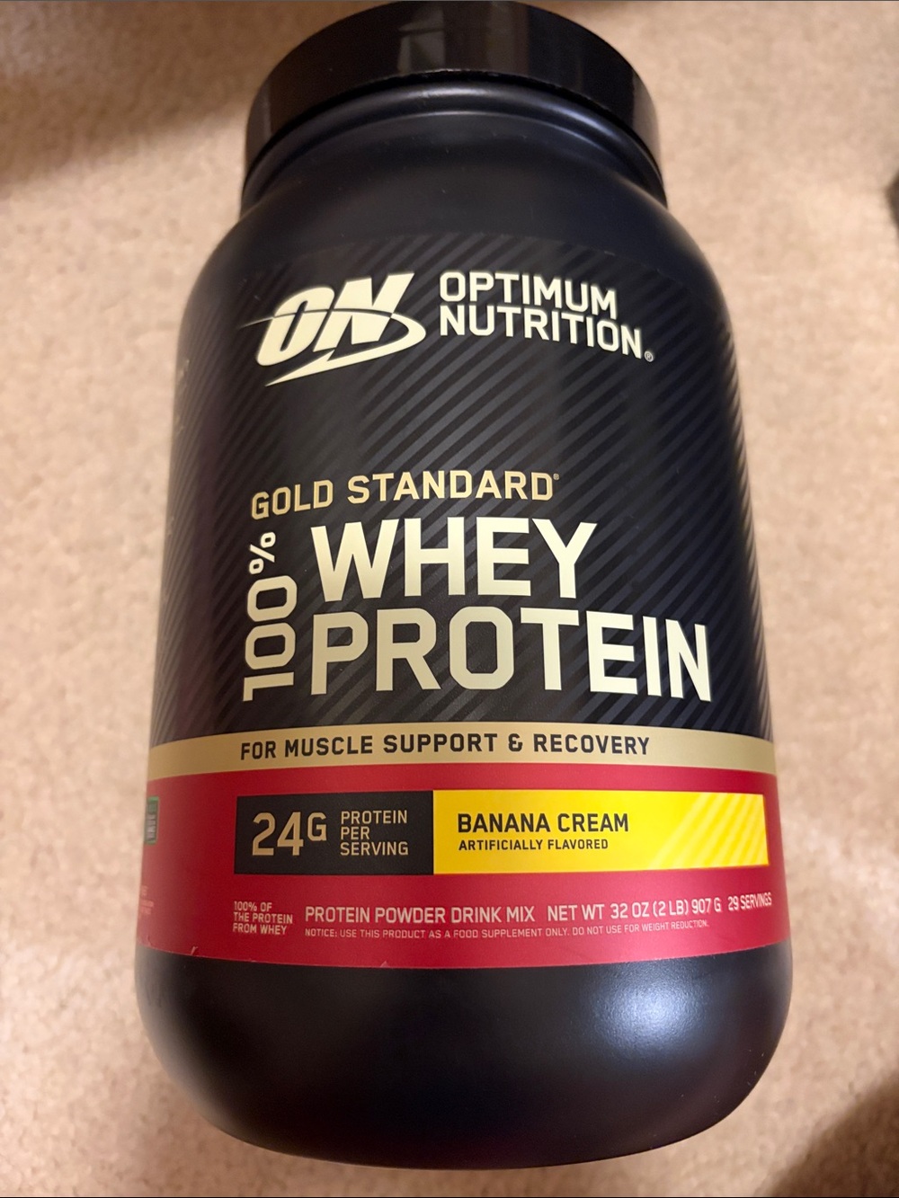 ON Optimum Nutrition Whey Protein, banana cream, unused/unopened